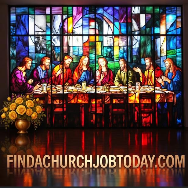 Stained glass Last Supper — findachurchjobtoday.com
